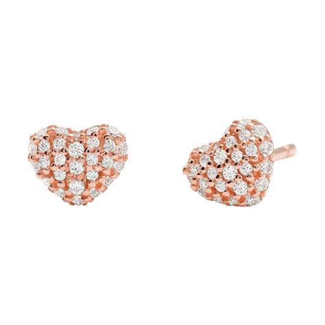 michael kors heart earrings rose gold